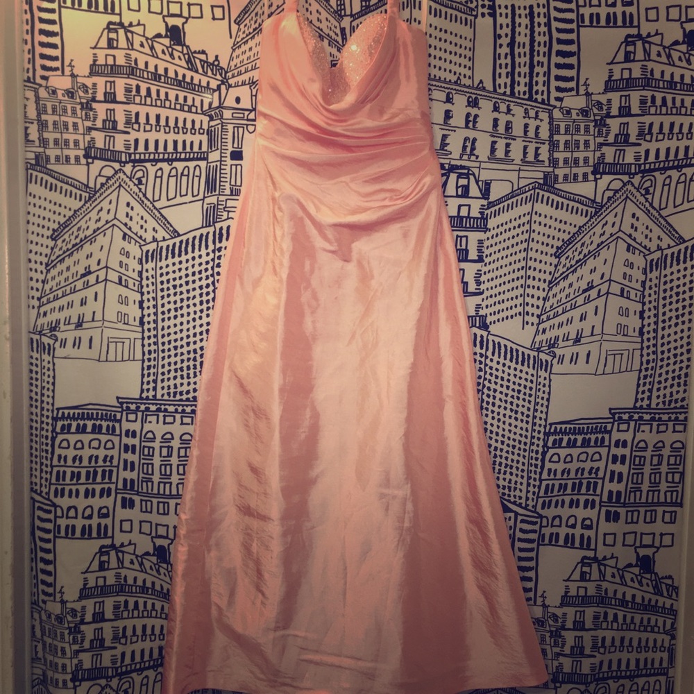 Light Coral Halter Embroider Dress